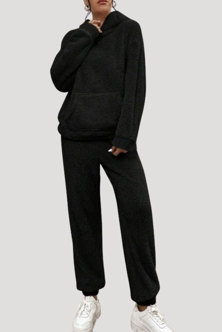 Alexa Lumina Wear cozy hooded two-piece lounge set featuring a flattering fit, soft fabric, and stylish design for comfortable loungewear.