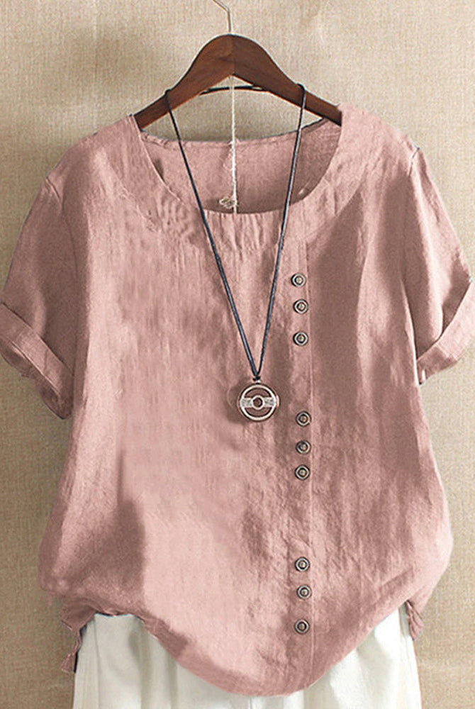 Beatrice Lumina casual blouse with relaxed fit and button details, featuring soft fabric and stylish design.