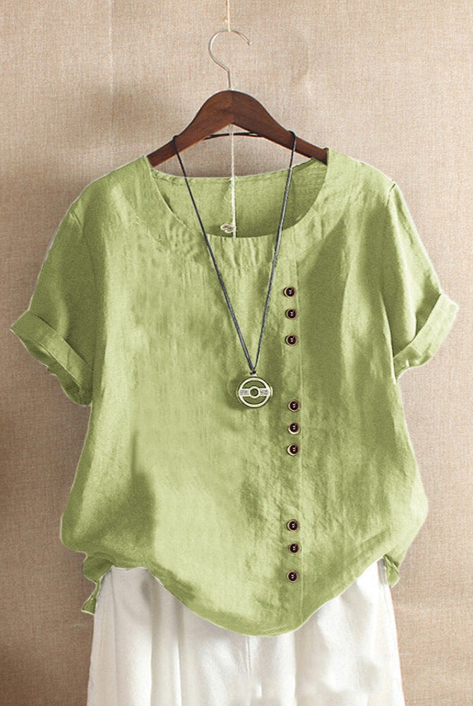 Beatrice Lumina Wear relaxed casual blouse with button detail, featuring long sleeves and a soft fabric for everyday wear.