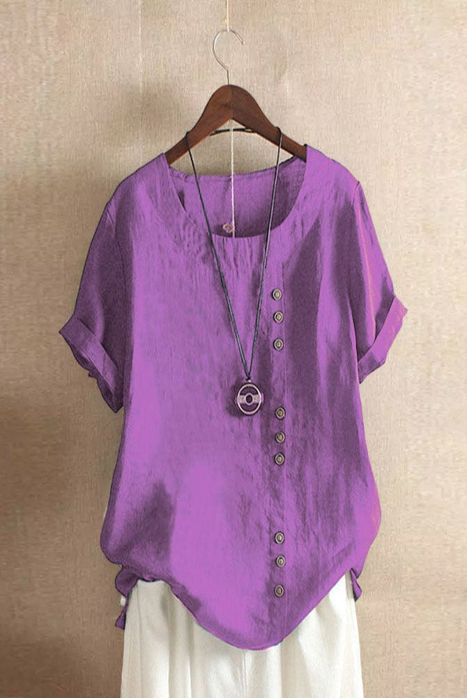 Beatrice Lumina Wear casual blouse with relaxed fit and button details, shown in a light fabric with long sleeves and a collar.