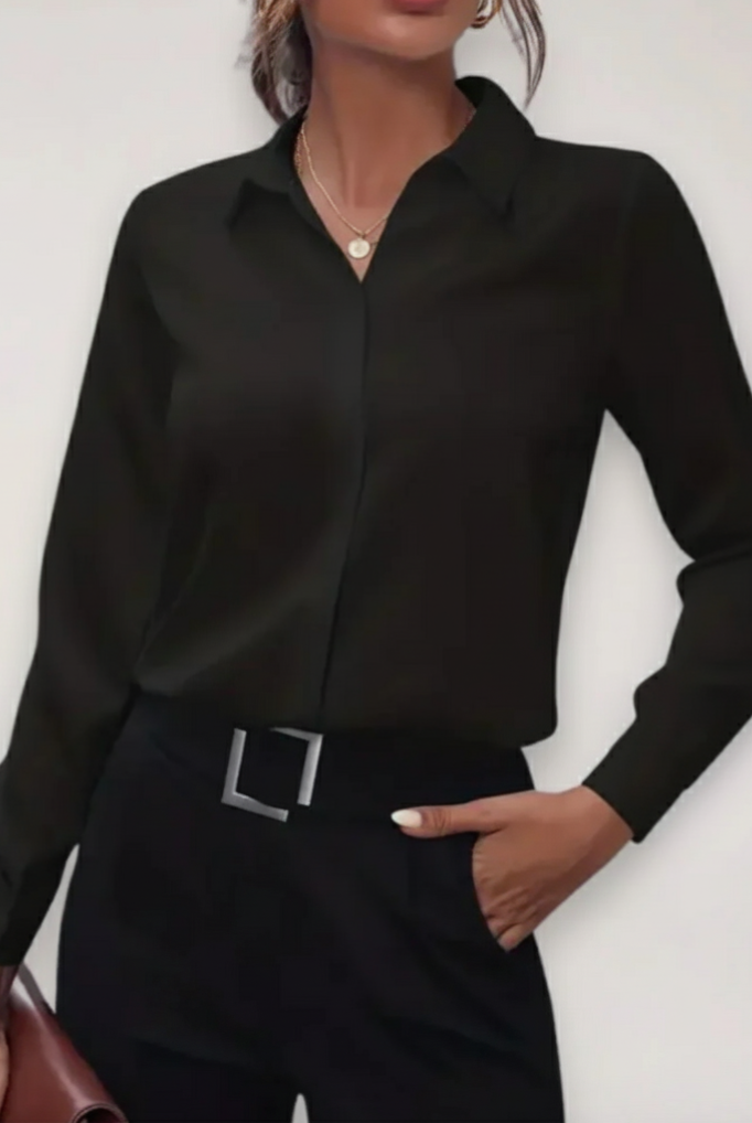 Elegant white women's blouse by Lumina Wear featuring a tailored fit and button-up design.
