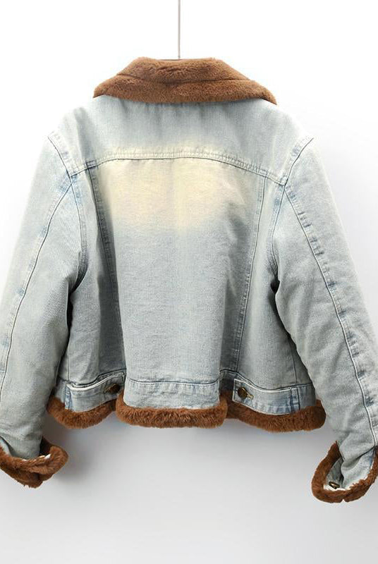 Vintage tailored denim coat with multi pockets from Lumina Wear, featuring classic design and durable denim fabric.
