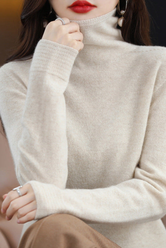 Lumina Wear Chloe glamorous turtleneck wool blend sweater featuring soft, cozy fabric and a stylish fit.