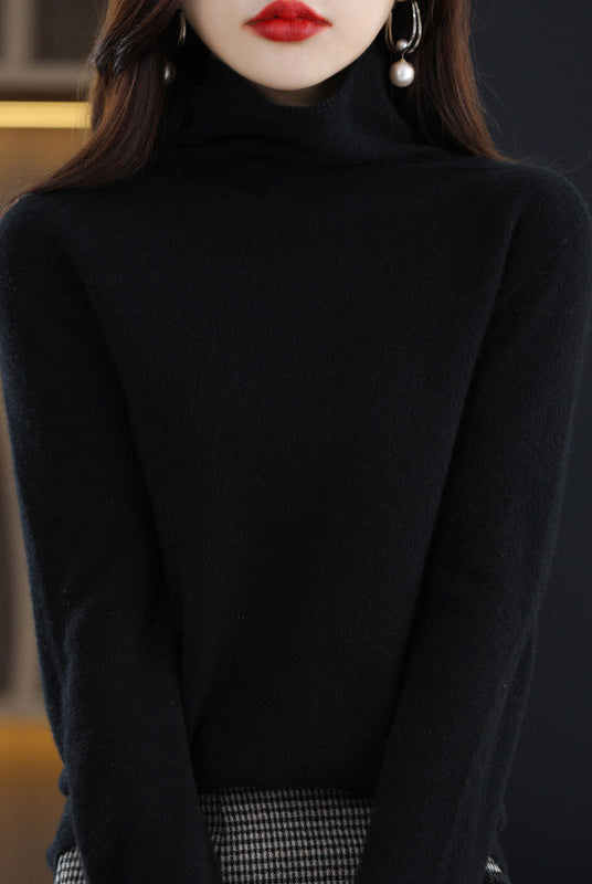 Lumina Wear Chloe glamorously styled turtleneck sweater in wool blend, featuring soft comfort and a cozy fit.