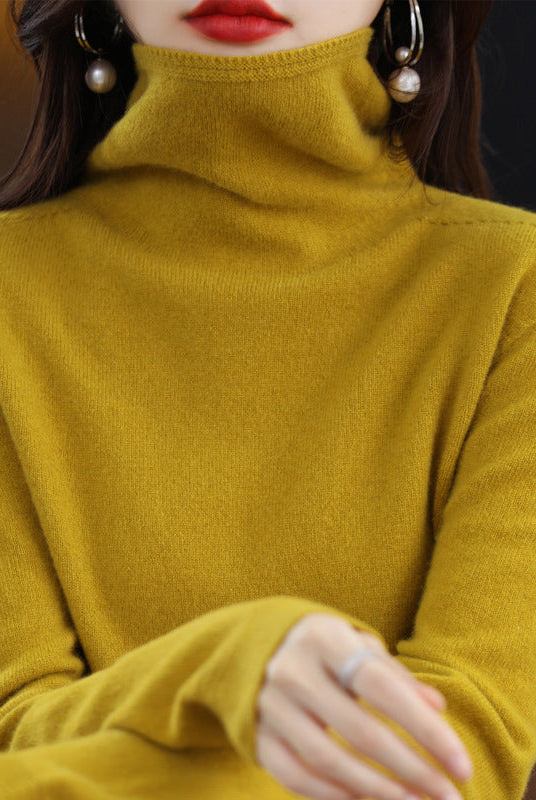 Lumina Wear Chloe glamorously styled turtleneck wool blend sweater with soft, cozy fabric and fitted silhouette.