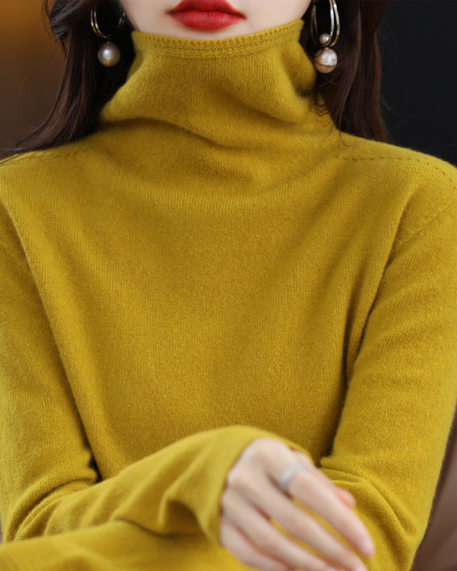 Lumina Wear Chloe glamorously styled turtleneck wool blend sweater with soft, cozy fabric and fitted silhouette.