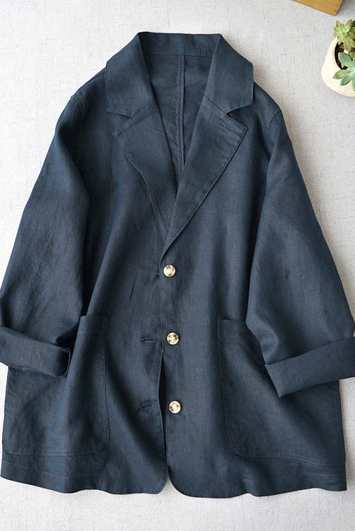 Lumina Wear Chloe relaxed fit linen blend blazer with structured lapel, tailored design and lightweight fabric for a sophisticated look.