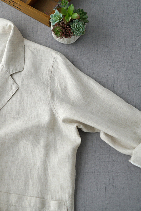 Lumina Wear Chloe relaxed fit linen blend blazer with structured lapel, lightweight and stylish for casual or professional wear.