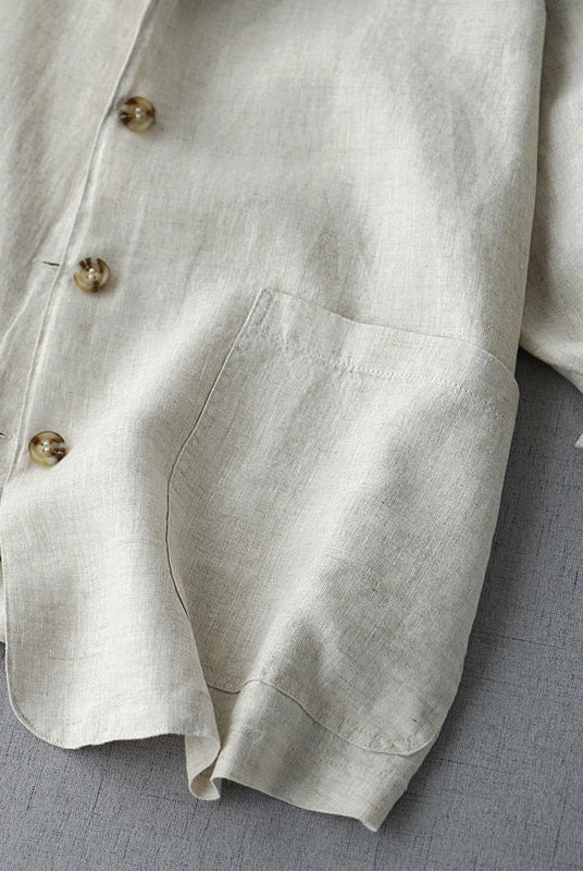 Lumina Wear Chloe relaxed fit linen blend blazer with structured lapel, shown in a tailored, stylish design on a model.