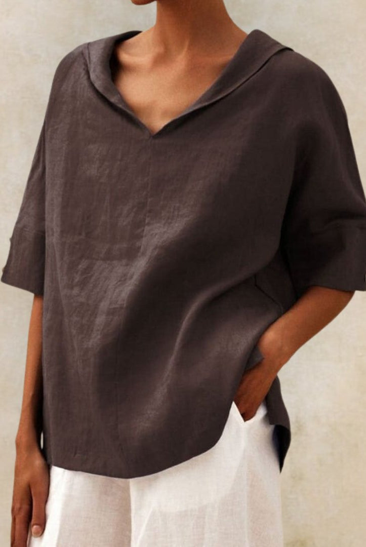 Lumina Wear Clara relaxed fit V-neck top, casual T-shirt with soft fabric and stylish design, perfect for everyday wear.