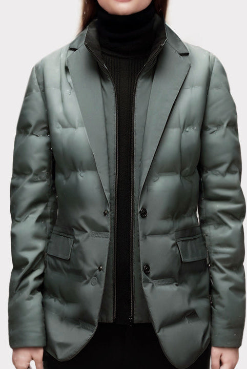 Lightweight water-resistant women's windbreaker called Elena by Lumina Wear, with cozy insulation and sporty design.