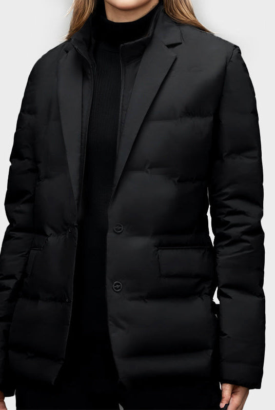 Lightweight water-resistant women's windbreaker with cozy insulation from Lumina Wear, shown in a sleek design suitable for outdoor wear.