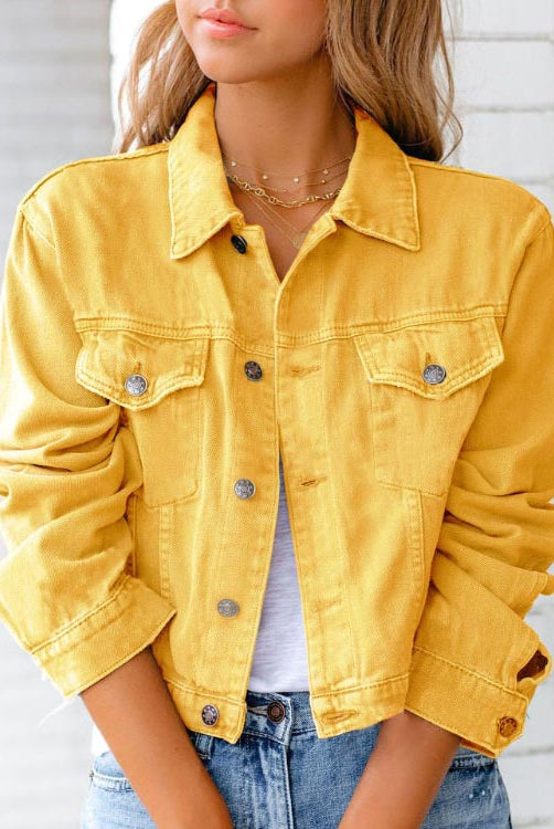 Lumina Wear Elise embellished classic denim jacket with modern twist, featuring decorative details and stylish design.