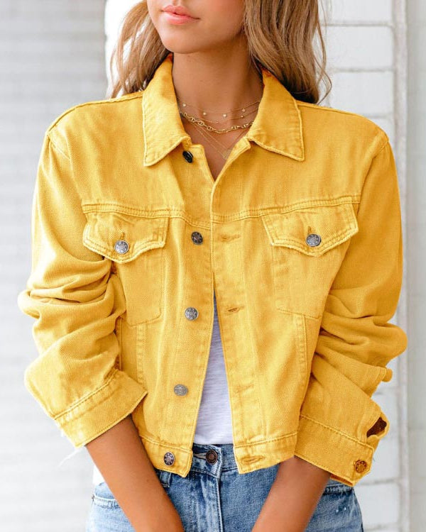 Lumina Wear Elise embellished classic denim jacket with modern twist, featuring decorative details and a stylish fit.