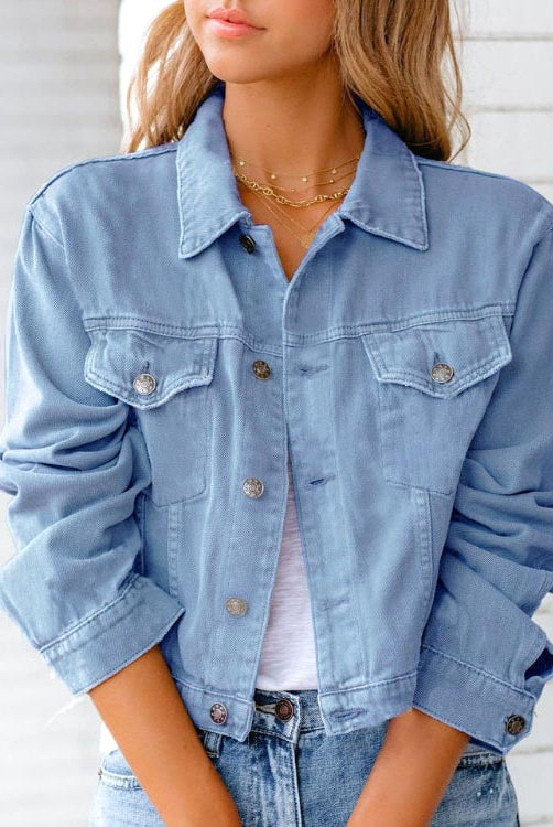 Lumina Wear Elise embellished classic denim jacket with modern twist, featuring stylish embroidery and a contemporary fit.