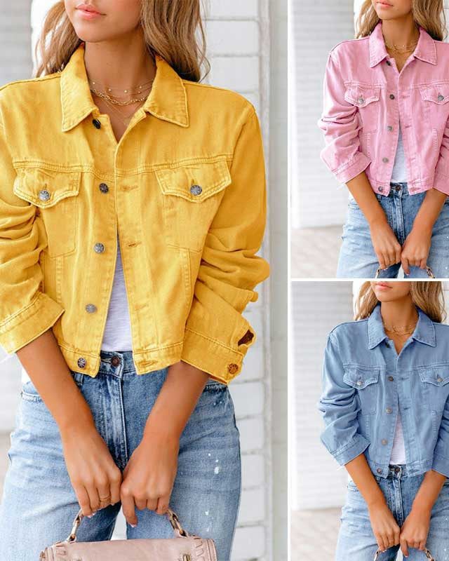 Lumina Wear Elise embellished classic denim jacket with modern twist, featuring decorative details and a stylish fit.