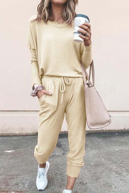 Emma cozy matching lounge set from Lumina Wear featuring a long sleeve top and joggers, perfect for relaxed, comfortable wear.