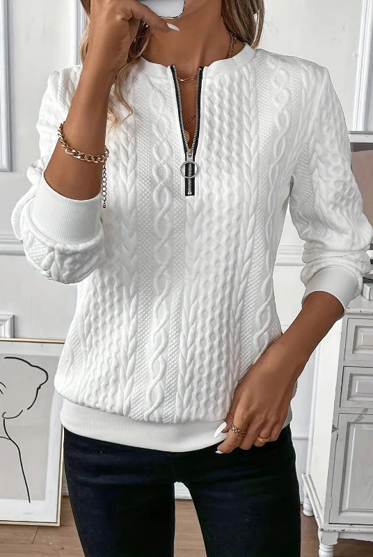 Lumina Wear Freya women's t-shirt with elegant half-zip design and polished fit, showcasing a stylish and modern top.