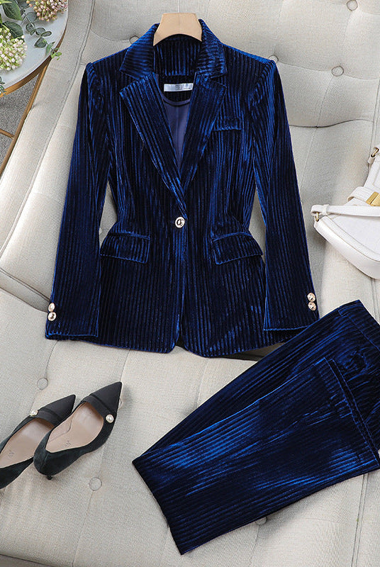 Women's Lumina Wear Grace tailored blazer and trousers set, featuring a polished silhouette and classic fit for sophisticated style.