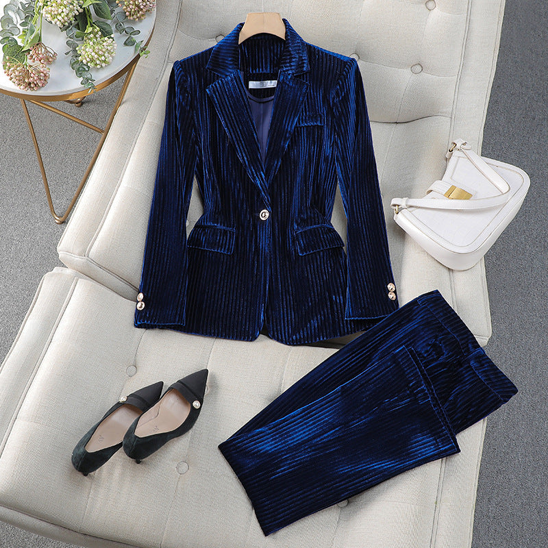 Women's Lumina Wear Grace tailored blazer and trousers set, featuring a polished silhouette and classic fit for sophisticated style.