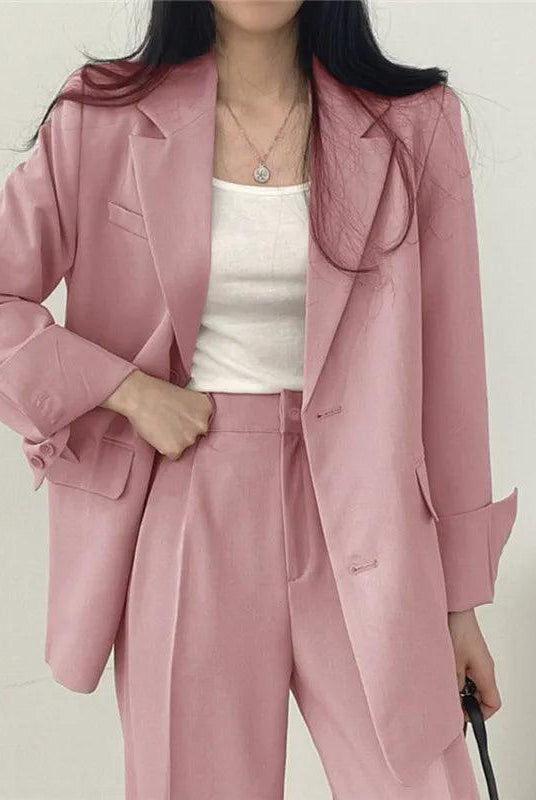 Lumina Wear Hailey tailored blazer and high-waisted trousers suit set, stylish and professional for modern office wear.