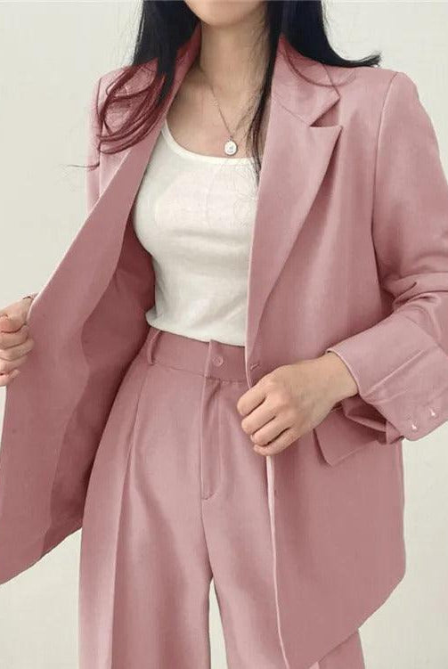 Lumina Wear Hailey tailored blazer and high-waisted trousers suit set, stylish and professional for office or formal wear.