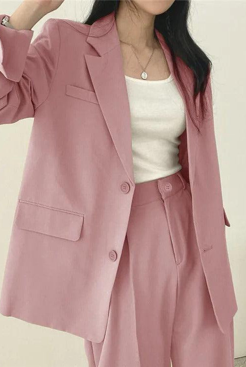 Lumina Wear Hailey tailored blazer and high-waisted trousers suit set, stylish women's business outfit with a modern fit.