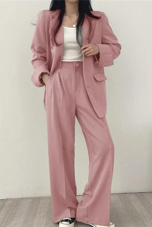 Lumina Wear Hailey tailored blazer and high-waisted trousers suit set, stylish and professional for modern office wear.