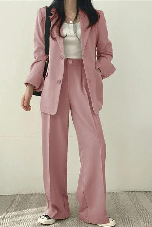 Lumina Wear Hailey tailored blazer and high-waisted trousers suit set, stylish formal women’s suit in a professional fit.