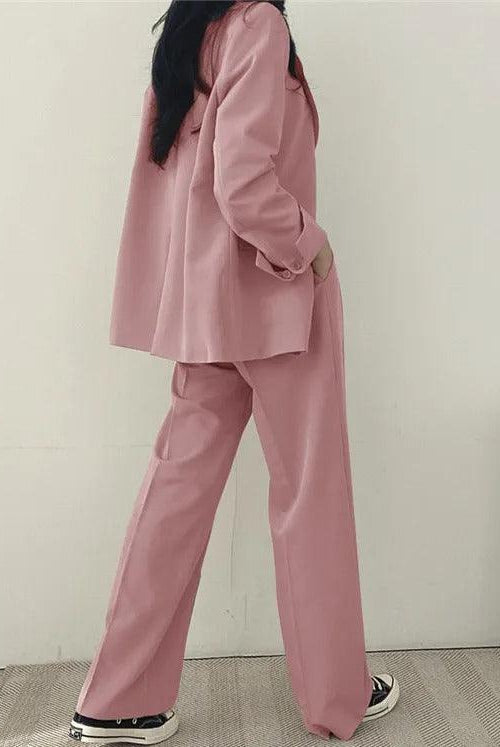 Lumina Wear Hailey tailored blazer and high-waisted trousers suit set, stylish formal outfit for professional or elegant occasions.