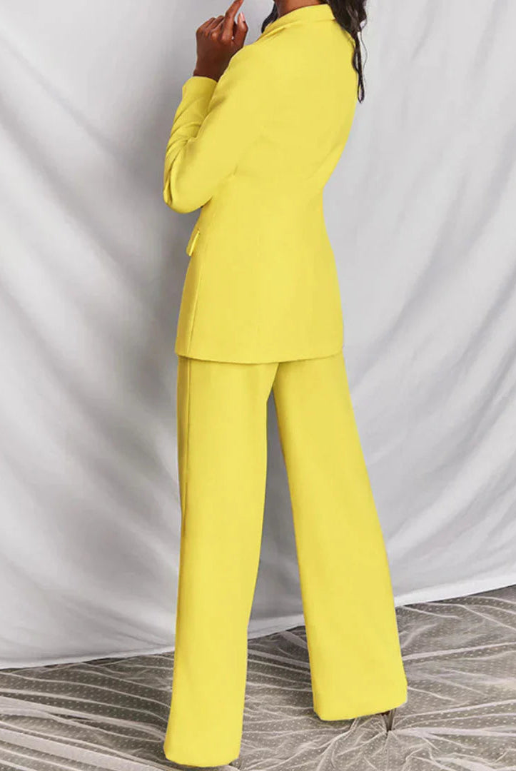 Lumina Wear Harper women's longline blazer and wide-leg pantsuit with bold, structured design and tailored fit.