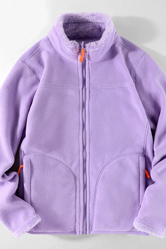 Lumina Wear Haven men's fleece jacket with plush warmth and standing collar, perfect for cold weather outdoor wear.