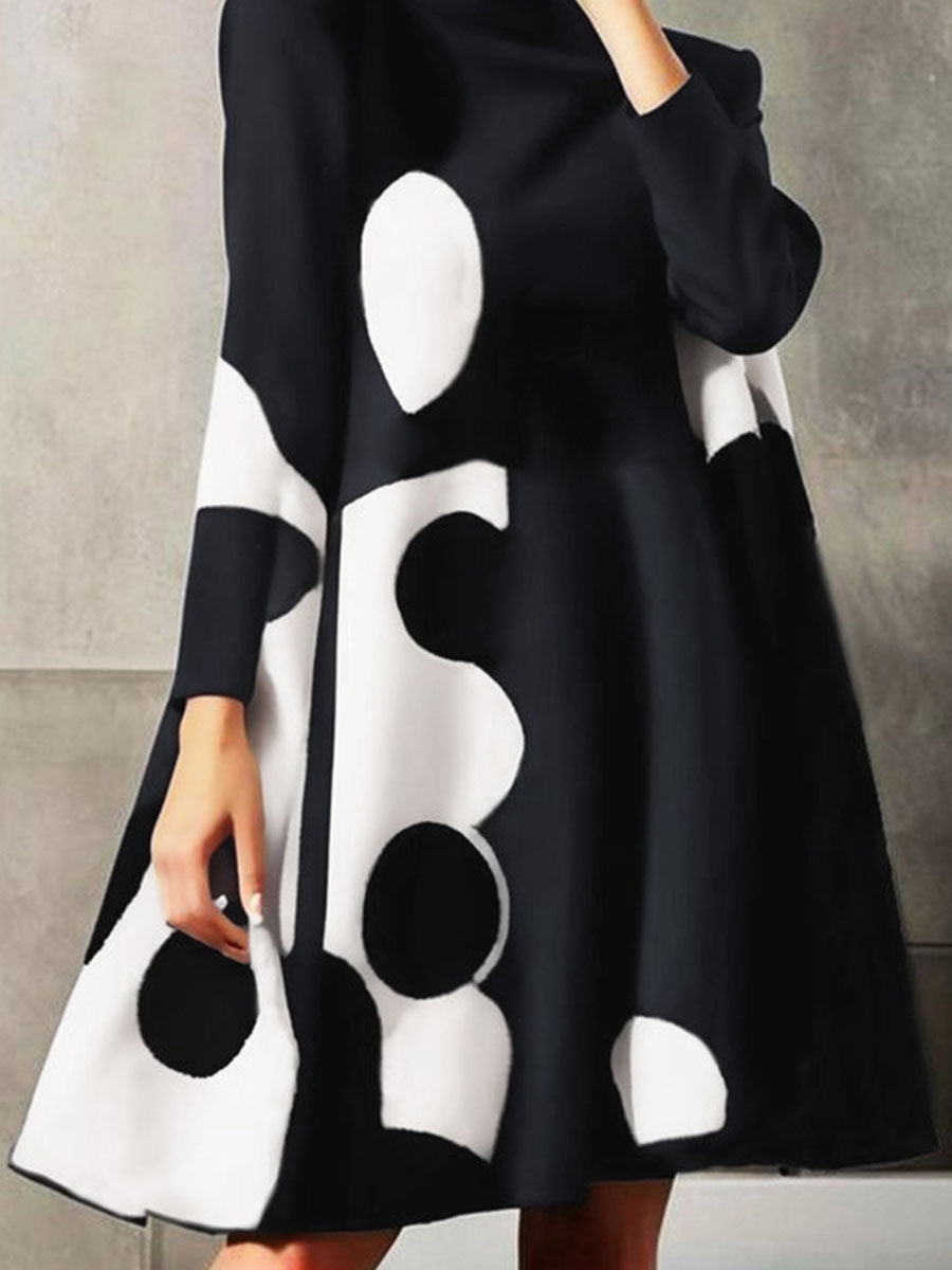 Isabella | Chic Polka-Dot A-Line Mini Dress with Mock Neck - Lumina 2
