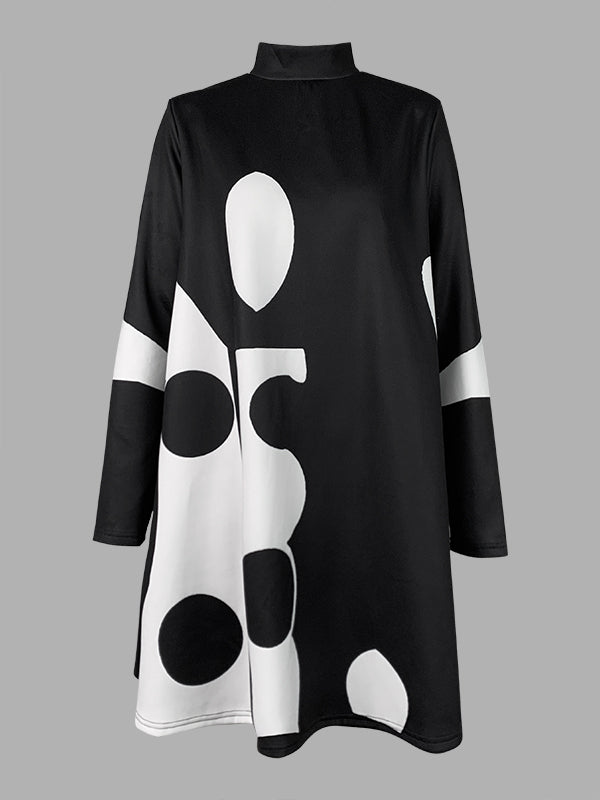 Isabella | Chic Polka-Dot A-Line Mini Dress with Mock Neck - Lumina 3