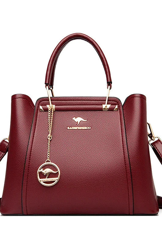 Isabella | Elegant Black Leather Handbag with Gold Accents - Lumina 10