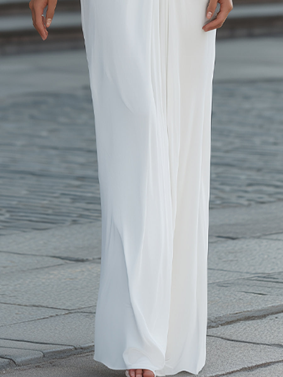 Isabella | Elegant Pleated Maxi Dress with Cape Sleeves - Lumina 3