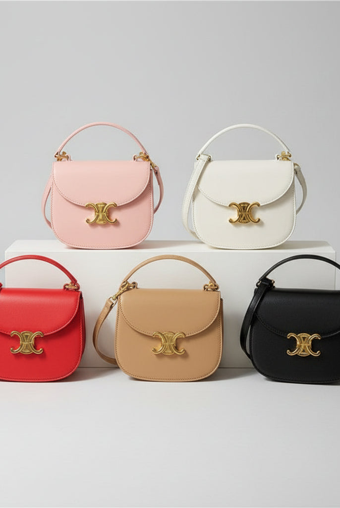 Isabella | Elegant Small Leather Crossbody Bag with Gold-Tone Clasp - Lumina 2