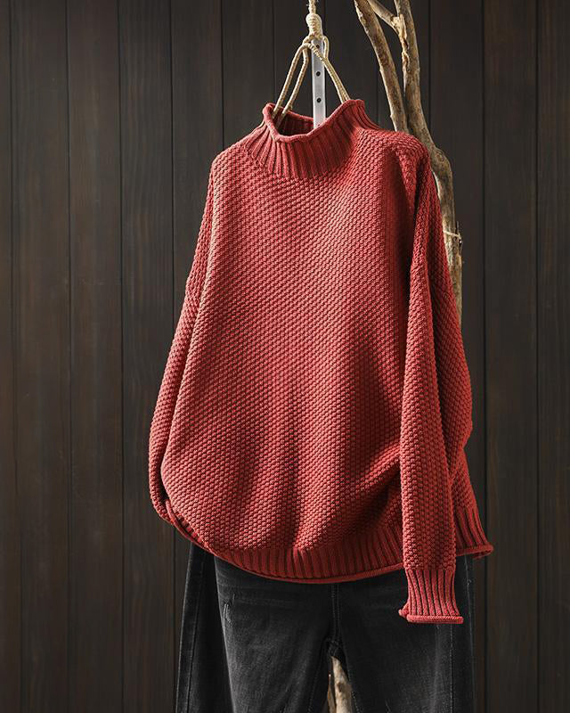Lumina Wear Isabella high-neck textured knit sweater with relaxed fit, showcasing cozy, stylish design in soft fabric.