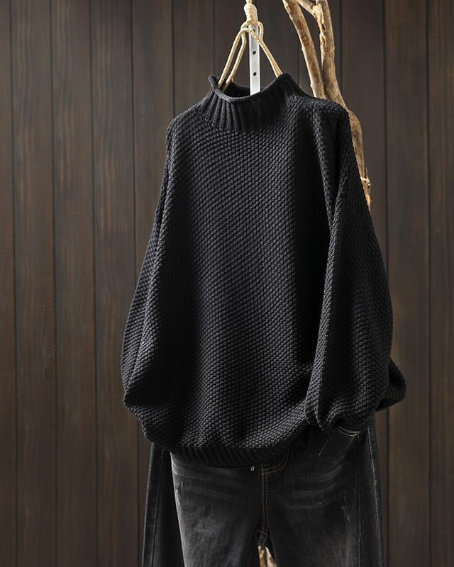 Lumina Wear Isabella high-neck textured knit sweater with a relaxed fit, showcasing cozy, stylish sweater design.