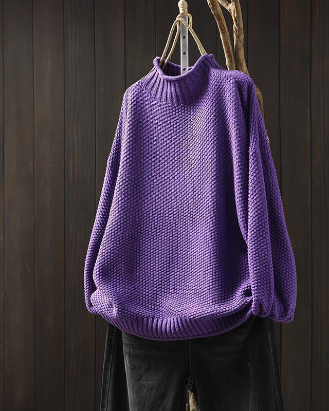 Lumina Wear Isabella high-neck textured knit sweater with a relaxed fit, showcased in a cozy, stylish design.