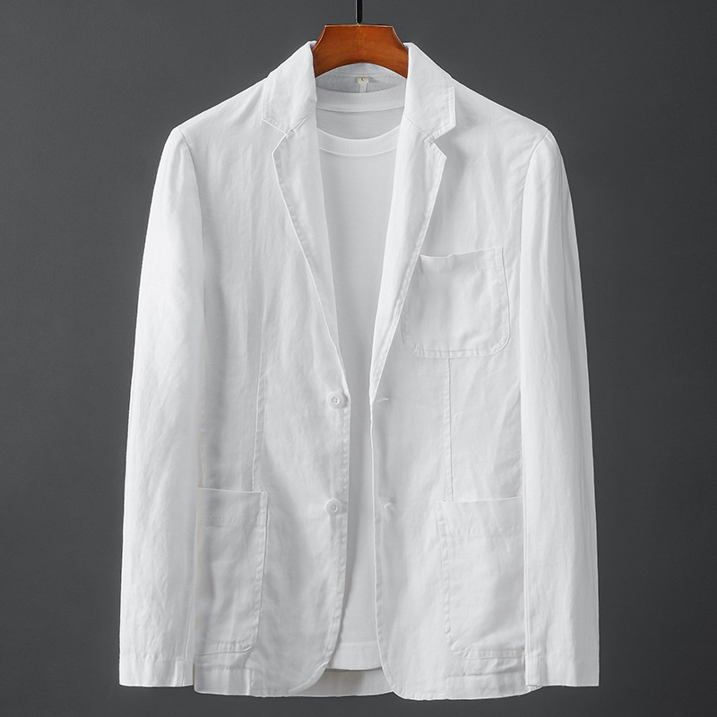 Lightweight casual women's blazer with patch pockets by Lumina Wear, featuring a tailored fit and versatile style.
