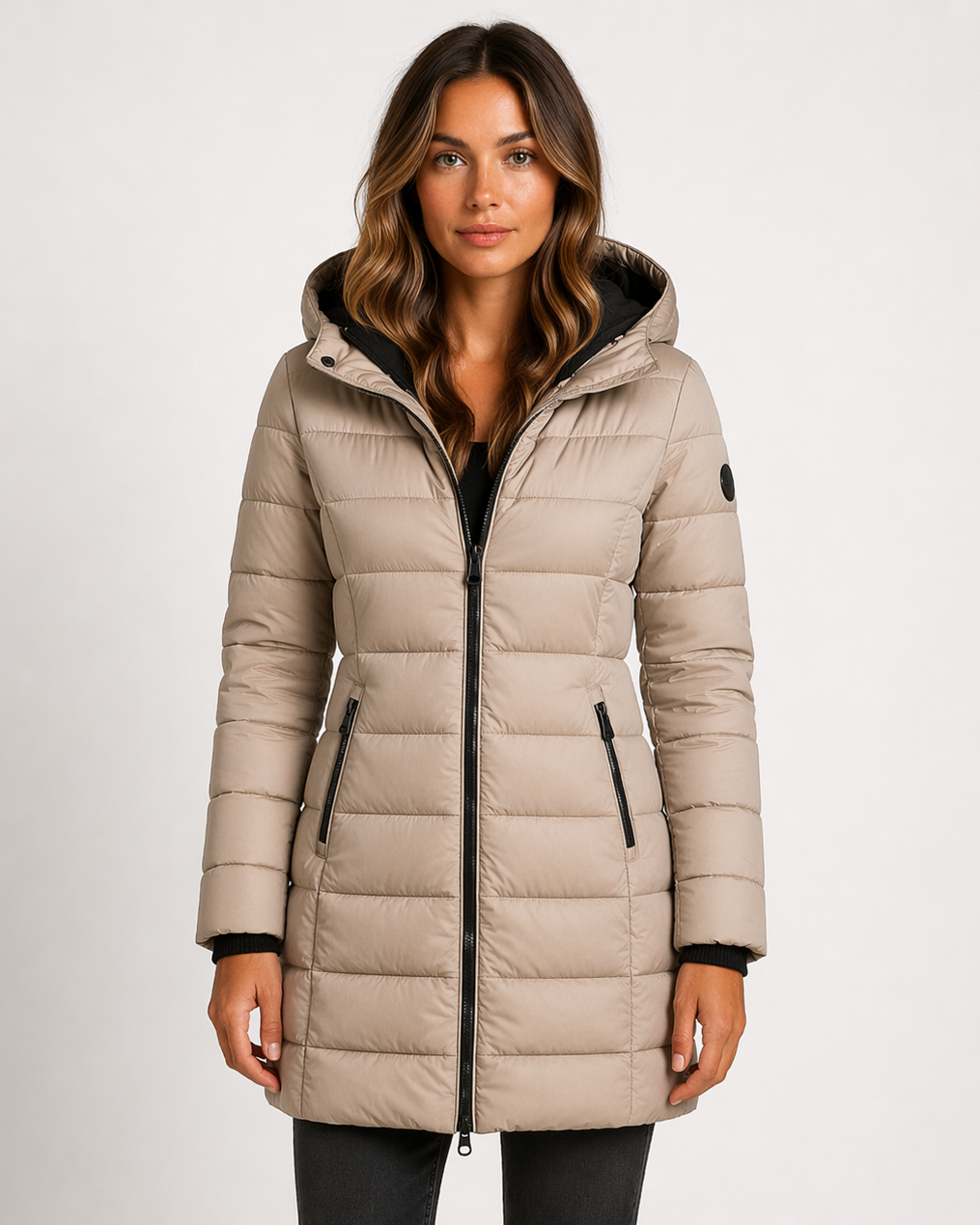 Lightweight quilted hooded puffer jacket with fitted silhouette from Lumina Wear, shown in a stylish, insulated design.