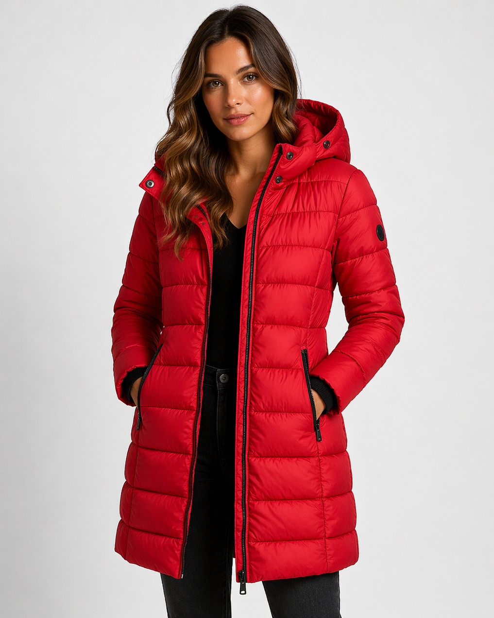 Lightweight quilted hooded puffer jacket from Lumina Wear with a fitted silhouette, featuring a quilted design and hood.