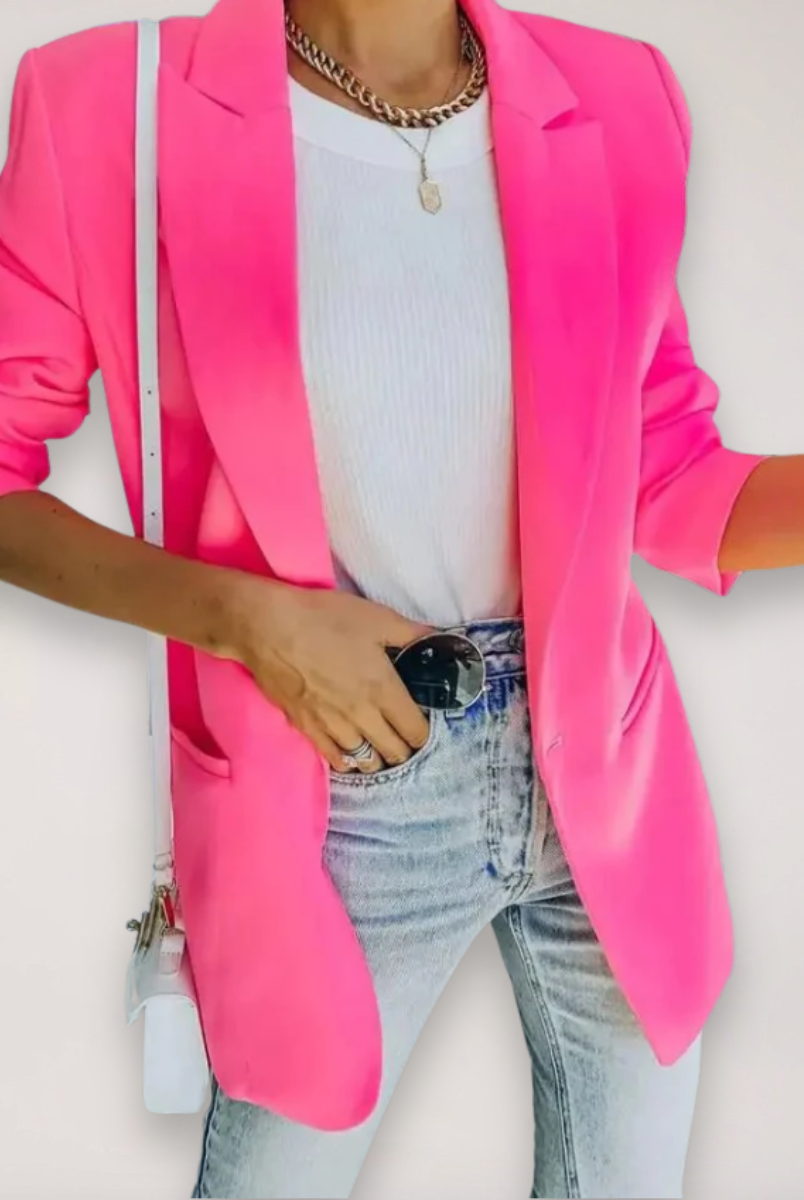Lumina Wear Isabella oversized relaxed blazer with notched lapel, navy blue, tailored fit, and stylish design.
