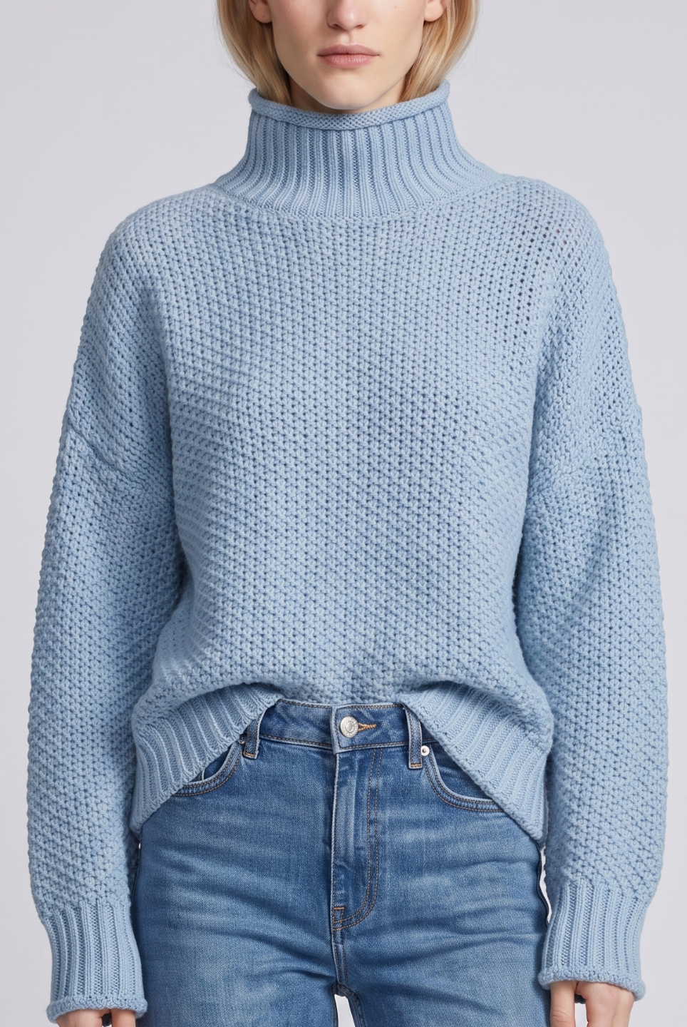 Lumina Wear Isabella oversized textured waffle-knit sweater with turtleneck, cozy and stylish for casual wear.