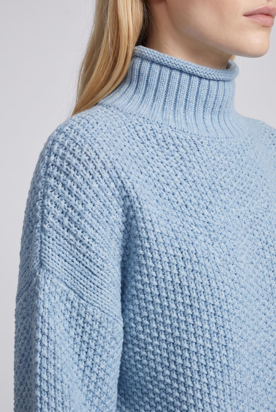 Isabella oversized textured waffle-knit sweater with turtleneck by Lumina Wear, featuring a cozy, chunky knit design.