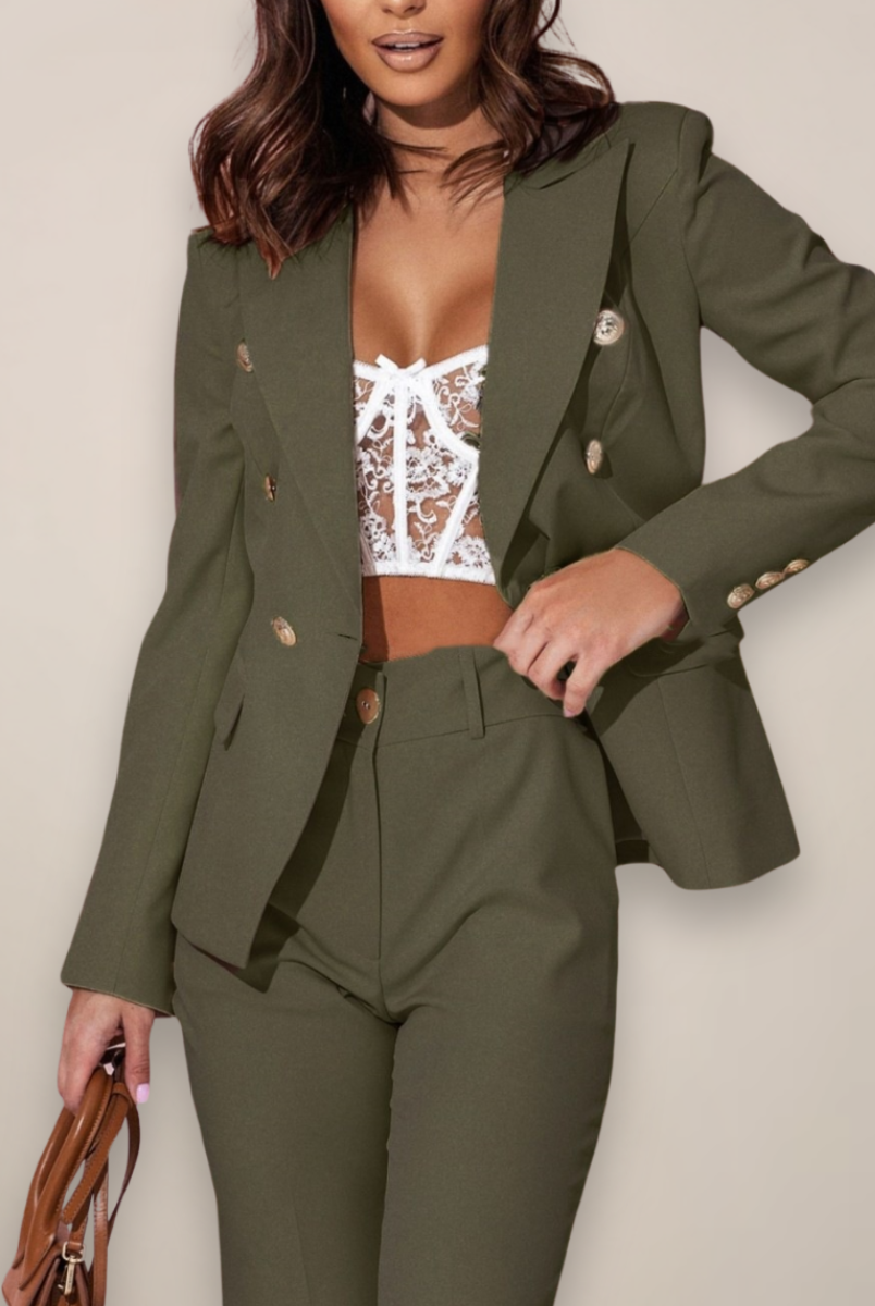 Isabella Lumina Wear tailored blazer and matching suit pants set, sleek modern design, perfect for professional or formal wear.