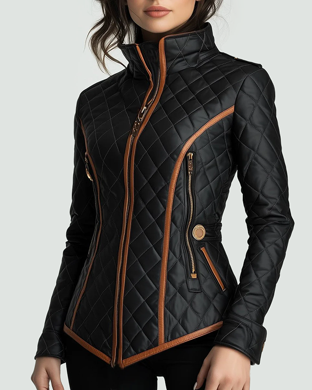 Isabella Lumina Wear slim-fit quilted jacket with contrast edging, featuring a sleek design and stylish detailing.
