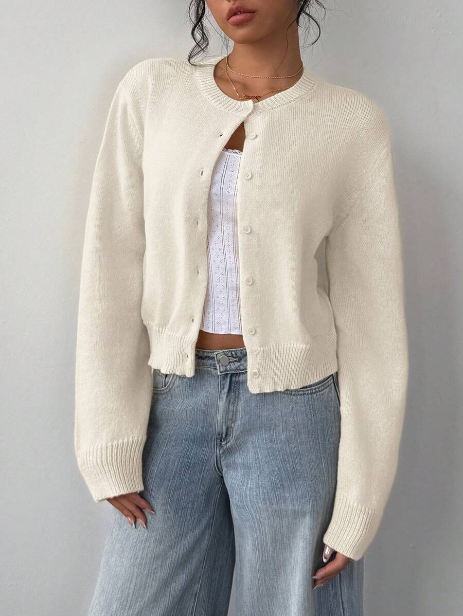 Lumina Wear Isabella women's soft knit relaxed fit cropped cardigan with ribbed trim, perfect for casual and cozy outfits.