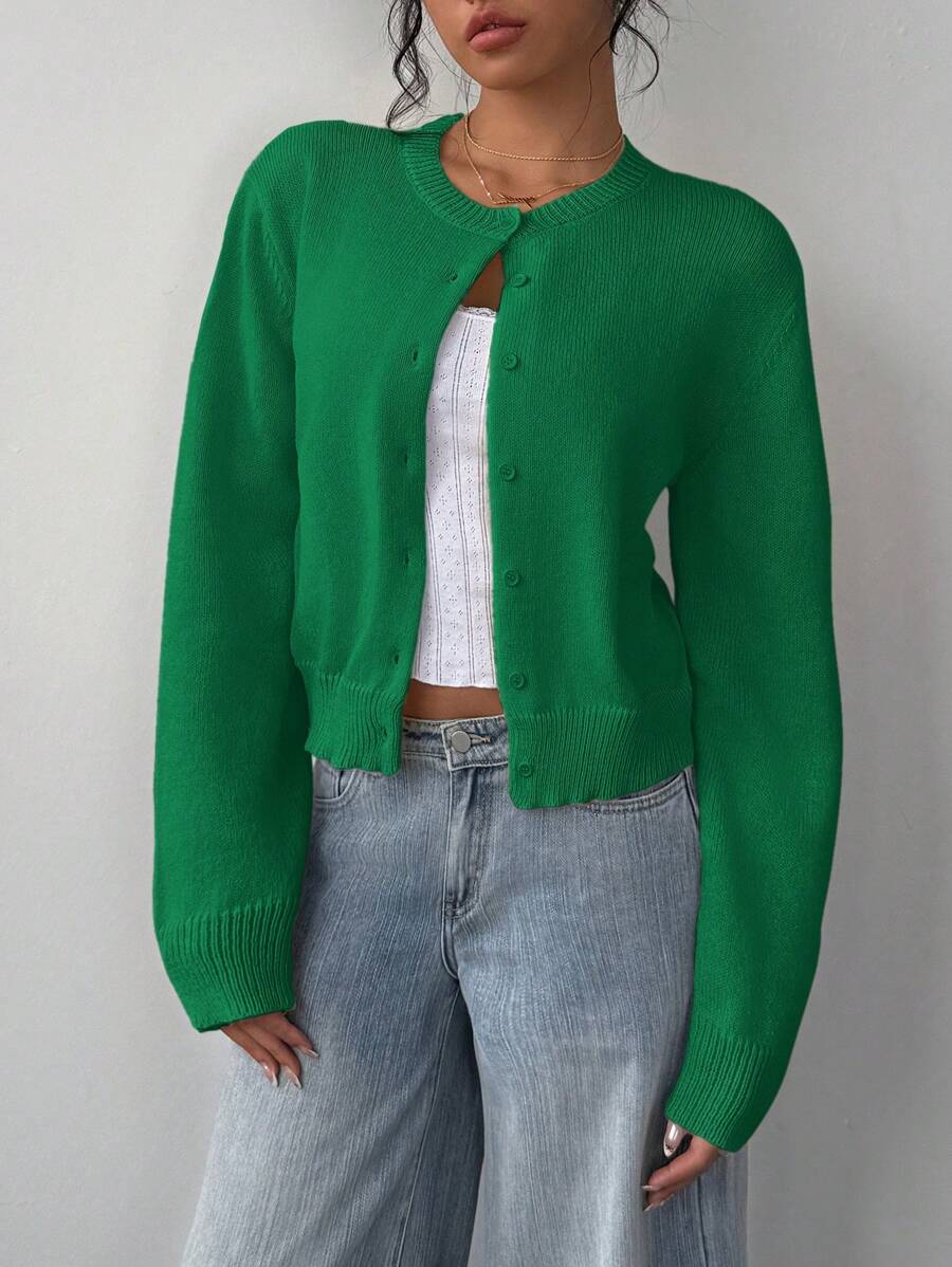 Lumina Wear Isabella women's soft knit cropped cardigan with relaxed fit and ribbed trim, styled for casual comfort.